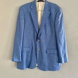 Coconut Grove Blazer Men’s Size 44 Blue Two Button Wool Bamboo Silk Work Party